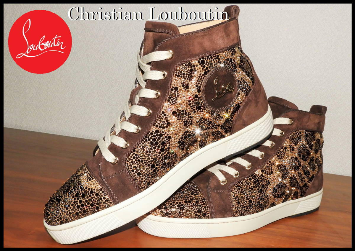 激レア Christian Louboutin レオパードスワロ 正規品 クリスチャンルブタン オールスワロ 豹柄 メンズ 41 ハイカット スニーカー ブラウン_画像9