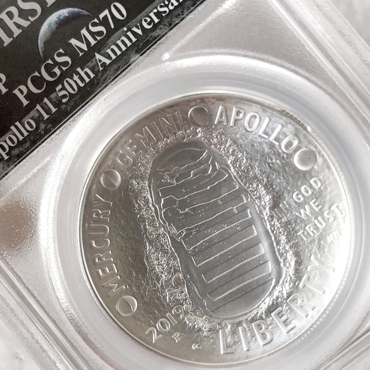 PayPayフリマ｜最高鑑定 アポロ 11号 銀貨 月面着陸 50周年 記念 1ドル PCGS MS70 米国 シルバーコイン アメリカ モダンコイン