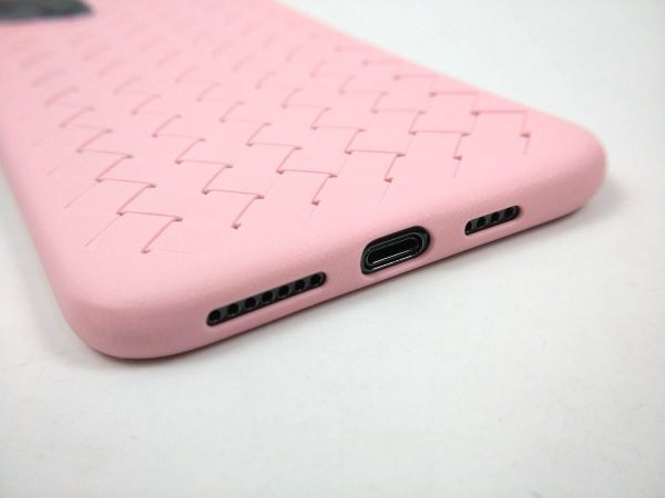 iPhone 11 pro max用 放熱ソフトカバー ケース TPU 編み込み風 滑り止め ピンク_画像5