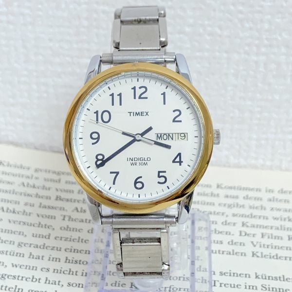 ★ TIMEX 腕時計 ★ タイメックス 3針 デイデイト シルバー×ゴールド 稼動品 F5065