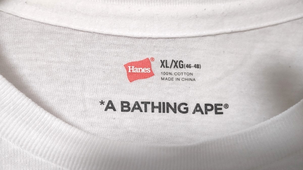 A BATHINGAPE × Hanes アベイシングエイプ ワンポイントロゴ 半袖 Tシャツ 白