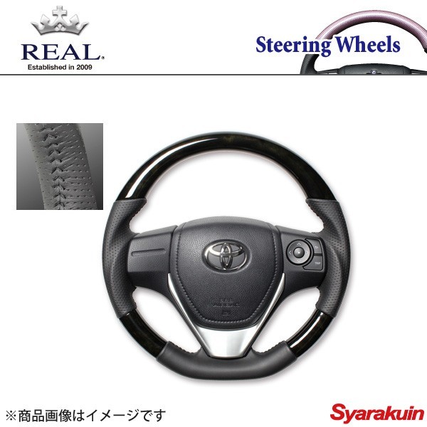 REAL レアル ステアリング TOYOTA/トヨタ オーリス 180系 オリジナルシリーズ ガングリップ ブラックウッド ブラックステッチ_画像1