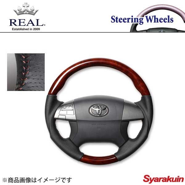 REAL レアル ステアリング TOYOTA/トヨタ プレミオ 260系 1～2型 オリジナルシリーズ ガングリップ ブラウンウッド ブラウンステッチ_画像1