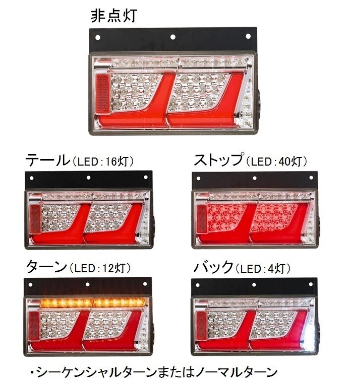 KOITO LEDテール 2連タイプ シーケンシャルターン レッド 左右セット 日野自動車 大型 2010年式～ LEDRCL-24R2S/LEDRCL-24L2S_画像3