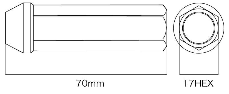 DIGICAM クロモリレーシングナット 貫通 P1.5 6角 70mm/ウルトラスーパーロング BK 20本 GS GRL1#/AWL10/GWL10 H24/1- CN6K7015BK-DC×5_画像2