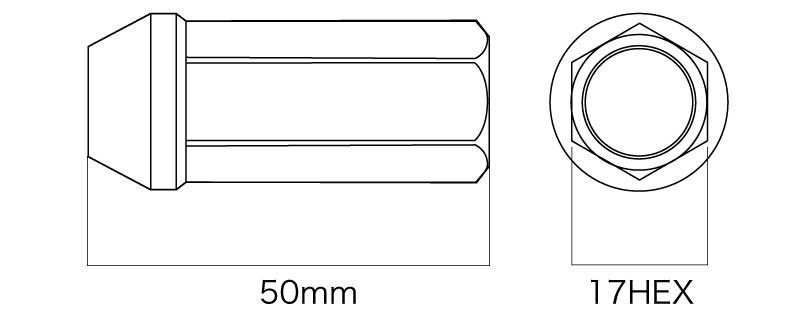 DIGICAM クロモリレーシングナット 貫通タイプ P1.5 6角 17HEX 50mm/ロング BK 20本 アルファード AGH3#W/GGH3#W H27/2- CN6K5015BK-DC×5_画像2