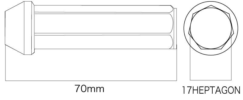 DIGICAM クロモリレーシングナット 袋タイプ P1.5 7角 17HEPTAGON 70mm BK 16本 キャストスポーツ LA250S/LA260S H27/10- CN7F7015BK-DC×4_画像2