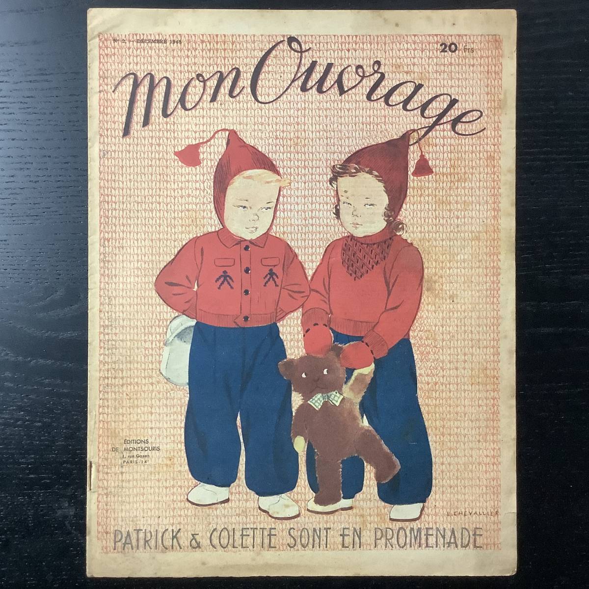 手芸新聞■ARTBOOK_OUTLET■91-133★送料無料 フランス ビンテージ 私の手作り Mon Ouvrage 刺繍 図案 1948年12月の画像1