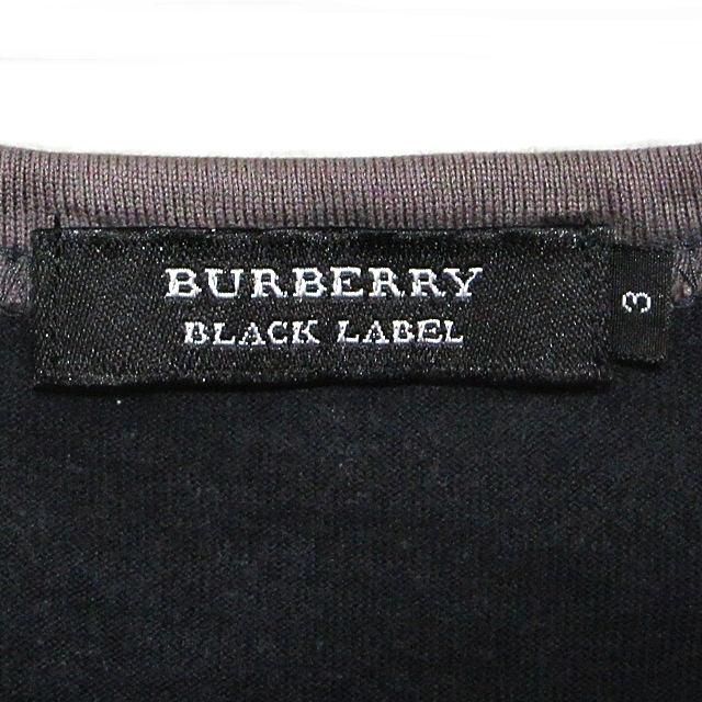 即決★BURBERRY BLACK LABEL★メンズ3≒L位 半袖コットンシャツ バーバリーブラックレーベル 廃盤 Tシャツ 黒×灰色 綿100% 三陽商会_画像5