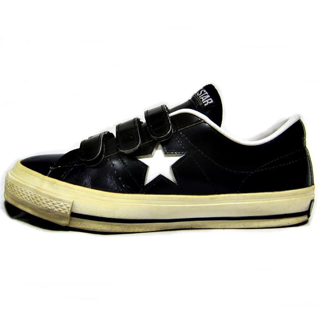 即決★CONVERSE★メンズ25.5cm ワンスター ベルクロ コンバース 廃盤 本革 ブラック 黒 レザー スニーカー オールスター 本皮