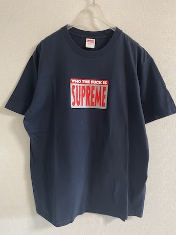 （L）納品書付き 19ss Supreme Who The Fuck Tee Lサイズ Navy シュプリーム Logo Tシャツ ネイビー_画像2