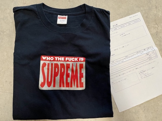 （L）納品書付き 19ss Supreme Who The Fuck Tee Lサイズ Navy シュプリーム Logo Tシャツ ネイビー_画像4