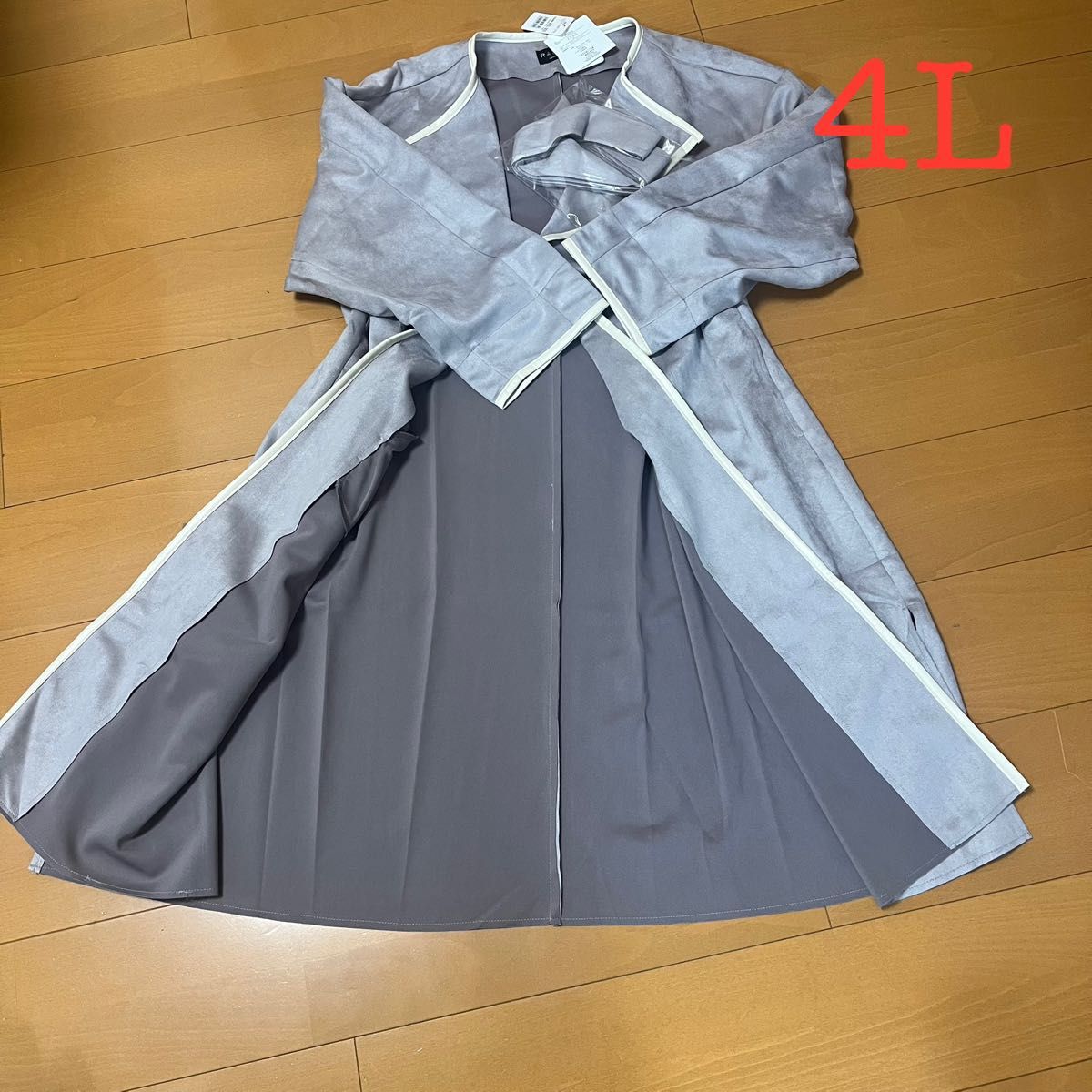 新品 未使用】レディース ロングコート グレーパープル 4L タグつき 