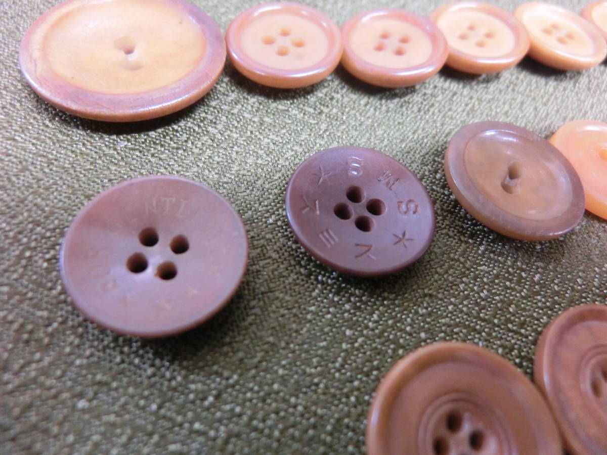  старый кнопка чай цвет серия б/у товар Showa Retro античный подлинная вещь ... шитье рукоделие материал детали материалы ручная работа .