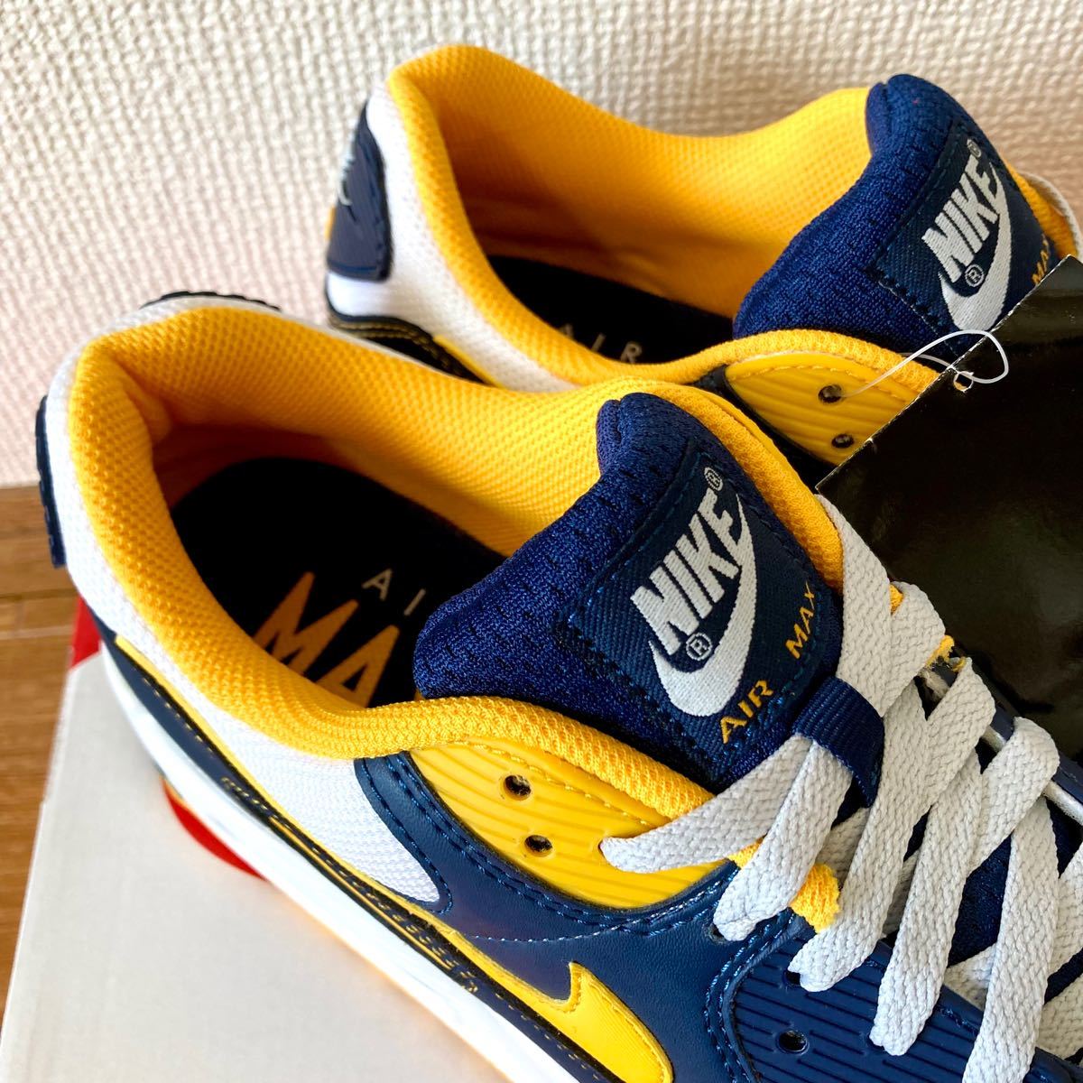 ◆完売モデル◆ ★新品未使用 タグ付き 箱付き★ナイキ エアマックス90 NIKE ミシガン ゴールド×ネイビー 27.5cm