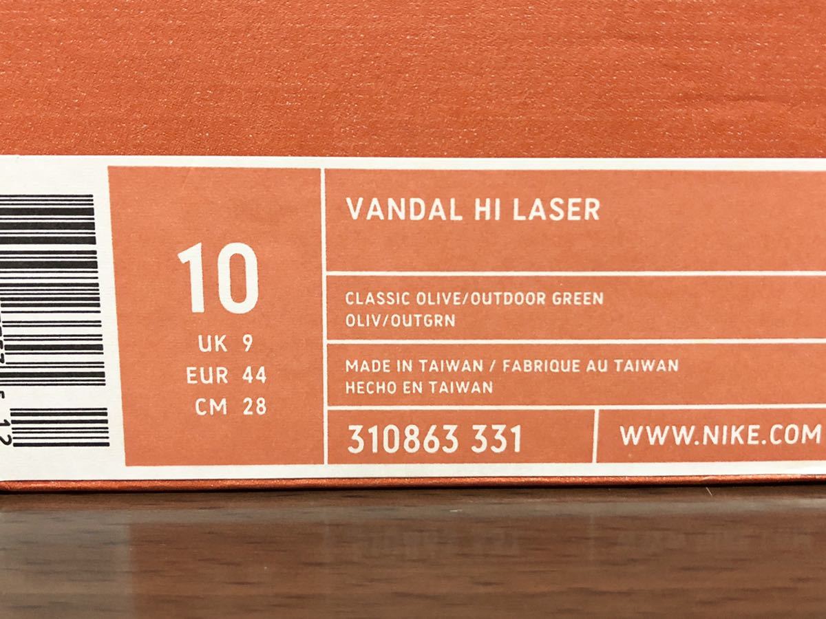 04年製 NIKE VANDAL HI LASER ナイキ バンダル ハイ レーザー TOM LUEDECKE【310863-331】DARK GREEN LATHER ダーク グリーン レザー US10_画像9