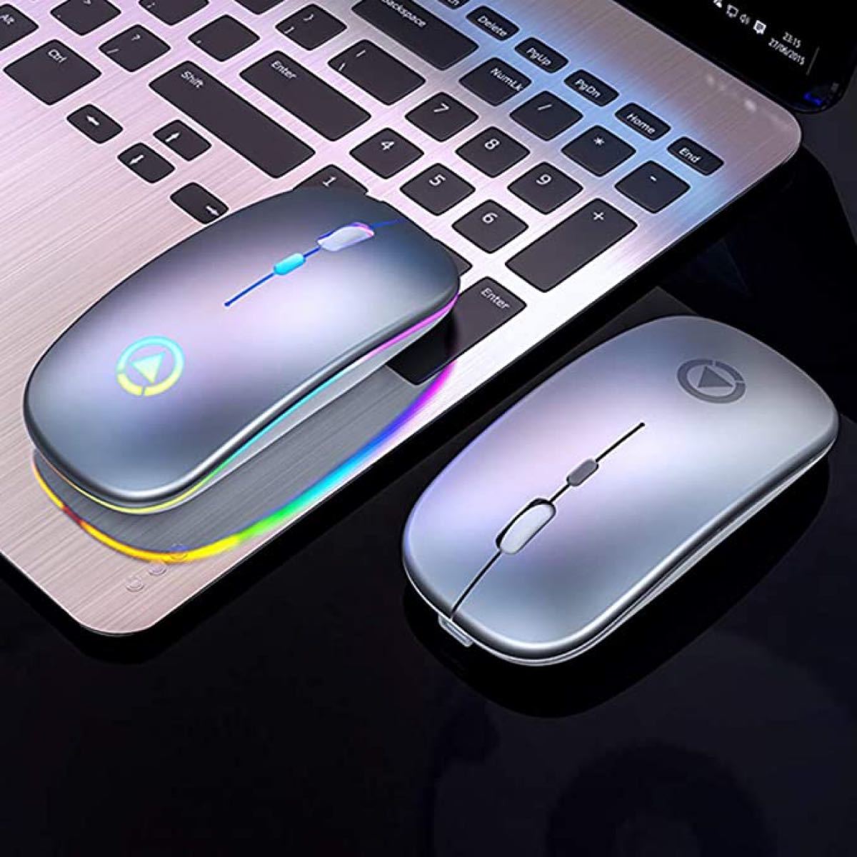 ワイヤレス マウス 無線 充電式 静音 超軽量 USB 薄型ブラック