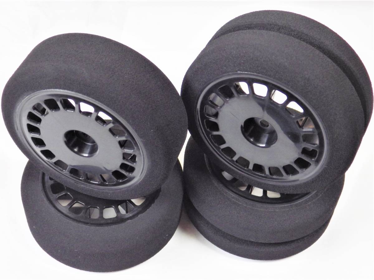  ultra rare hand made goods Tamiya DF-03 black wheel bonding integer shape settled sponge tire F/R for 1 vehicle ( dark impact B-MAXYZ-2YZ-4TT02B