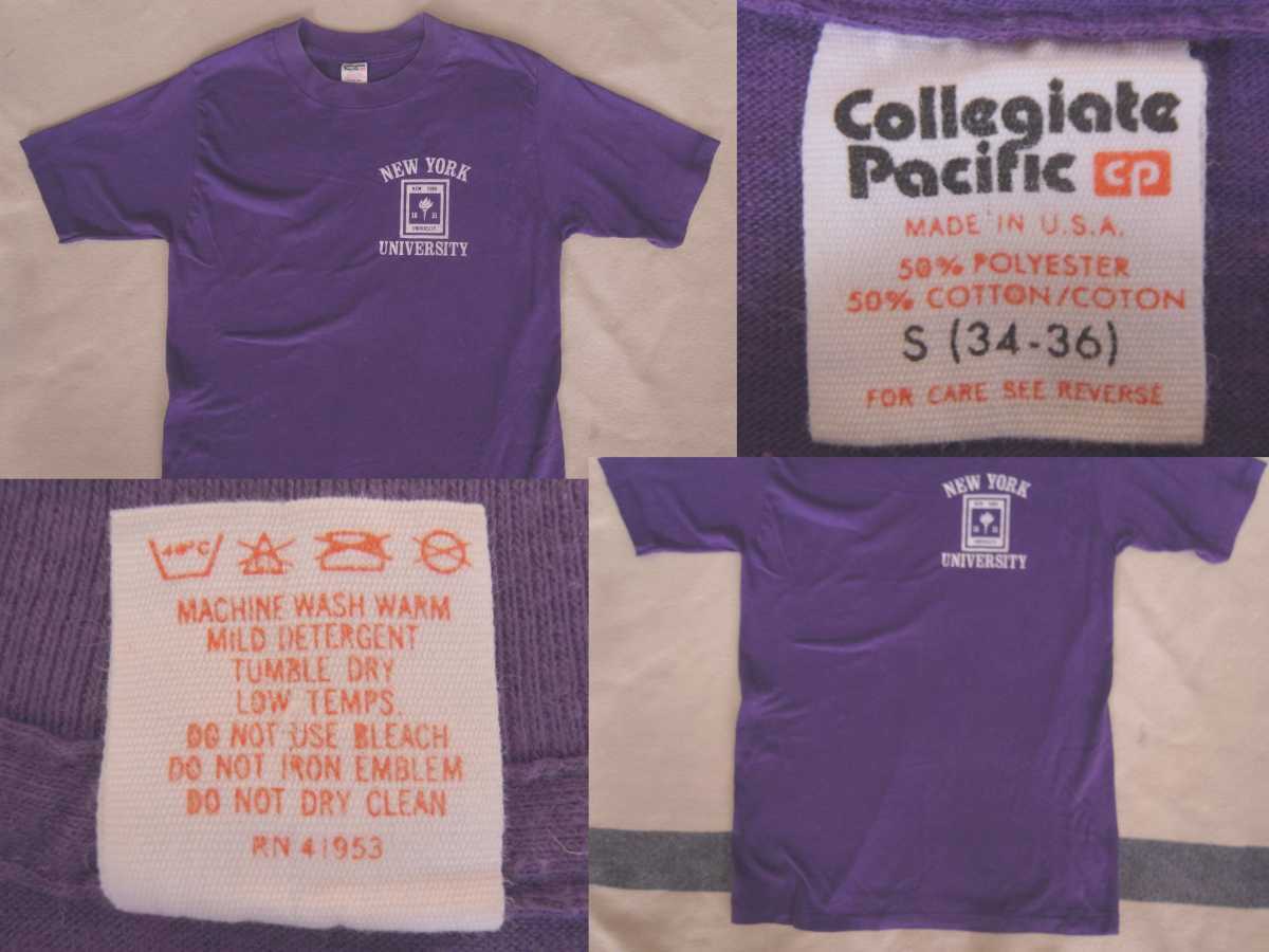 70s 80s ビンテージ collegeate pacific ニューヨーク大学 NYUカレッジ Tシャツ USAアメリカ製 VINTAGEの画像4
