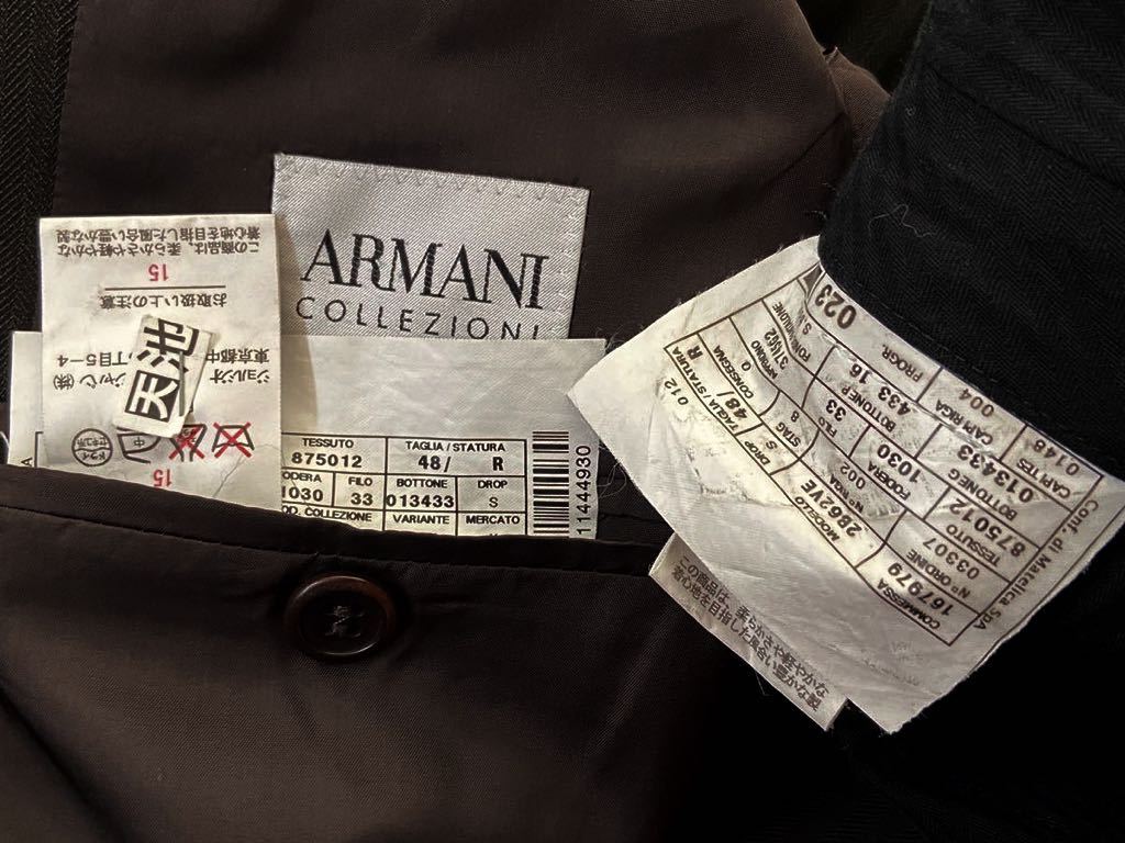 ARMANI COLLEZIONI size48 костюм жакет слаксы брюки полоса темно-коричневый мужской joru geo Armani Japan 