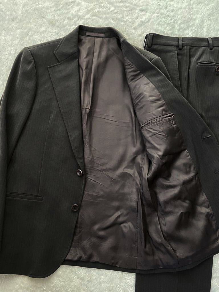 ARMANI COLLEZIONI size48 костюм жакет слаксы брюки полоса темно-коричневый мужской joru geo Armani Japan 