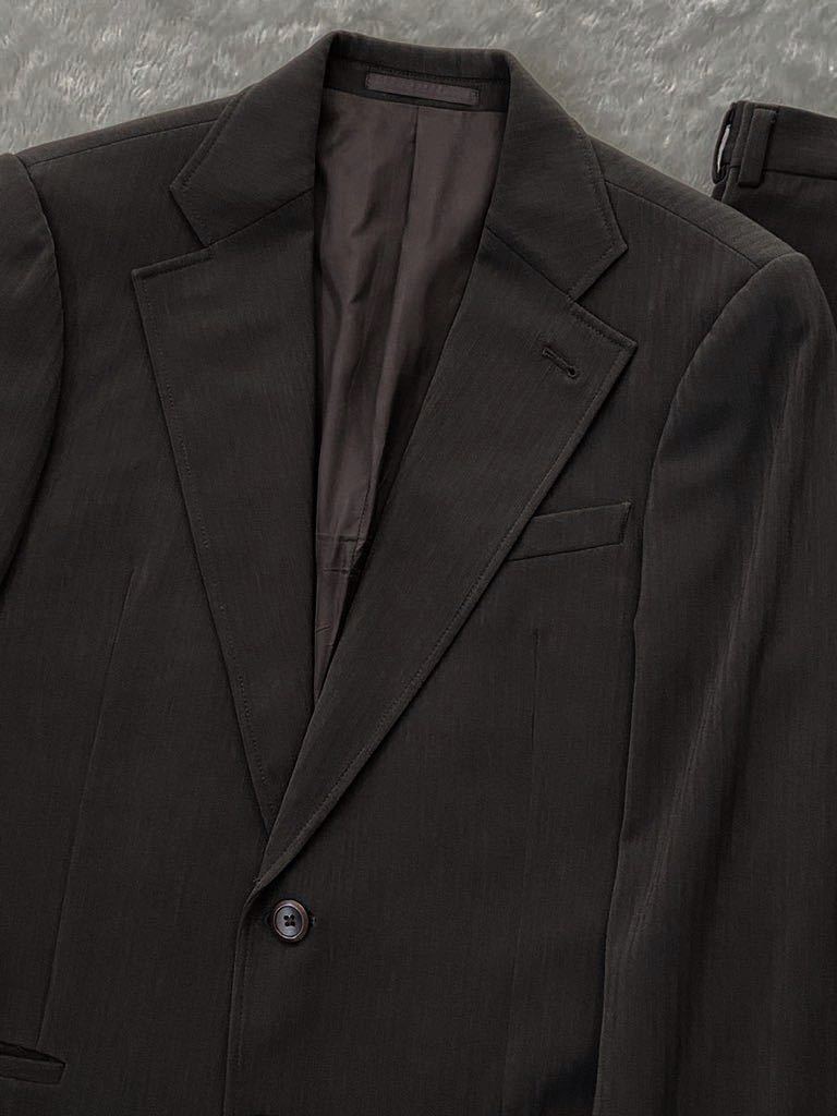 ARMANI COLLEZIONI size48 suit jacket slacks pants stripe dark brown men's joru geo Armani Japan 