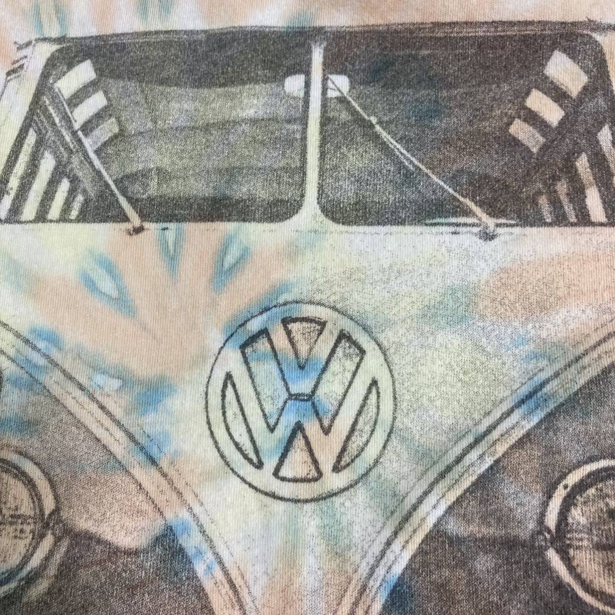 フォルクスワーゲン VOLKSWAGEN◆タイダイ柄 ワーゲンバス Tシャツ S レモンイエロー サーモン ブルー アドバタイジング TIE DYE S/S Tee_画像9