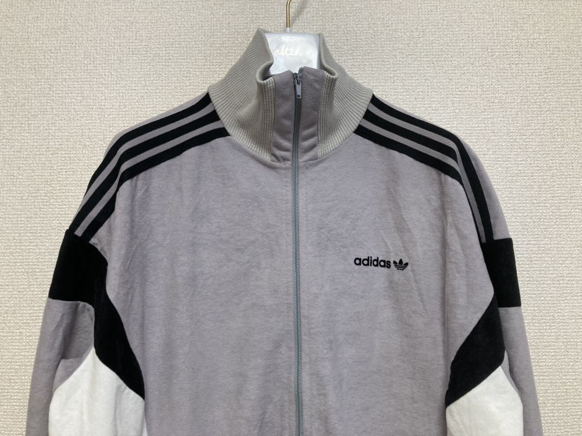 80's adidas アディダス トラックジャケット adidas 80's ヨーロッパヴィンテージ VINTAGE フランス製 ベロアジャージ グレー M /VENTEXの画像3