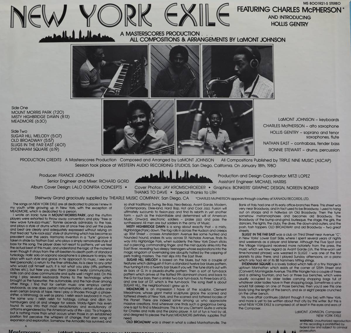 【廃盤LP】LaMont Johnson / New York Exile_画像2