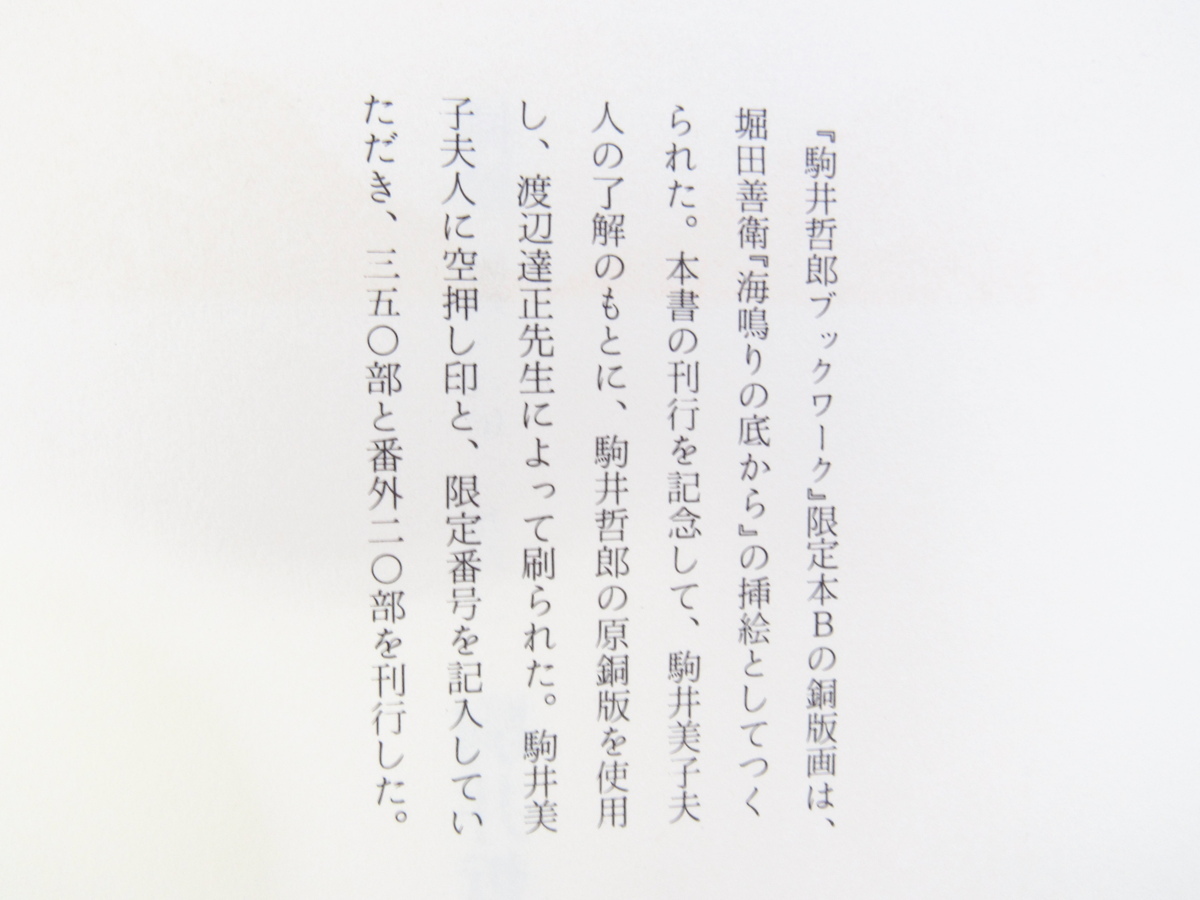 完品 駒井哲郎オリジナル銅版画 海鳴りの底から 入 駒井哲郎ブック 