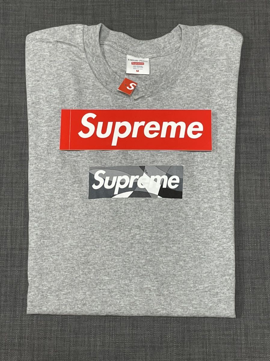 送料無料 M グレー 黒 Supreme emilio pucci box logo Tee grey black 21SS シュプリーム エミリオ プッチ ボックスロゴ Tシャツ 新品