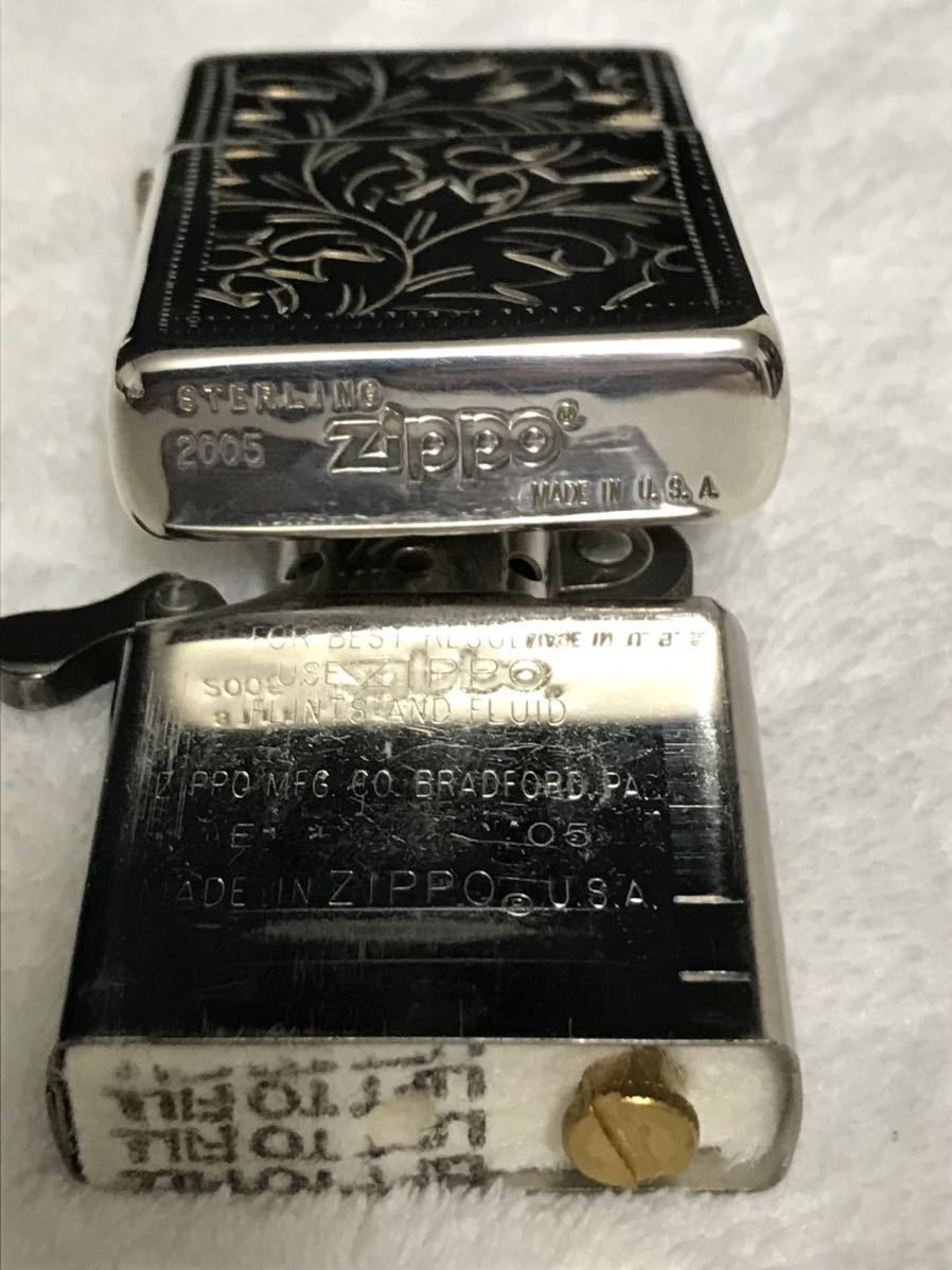 ZIPPO ジッポー スターリングシルバー STERLING SILVER オイルライター 2005年製　中古品　彫細工　希少品_画像4