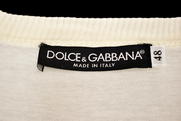 Y-2268★送料無料★美品★DOLCE＆GABBANA ドルチェアンドガッバーナ ジャパン★イタリア製 正規品 生成色 薄地 半袖 T-シャツ 48_画像3