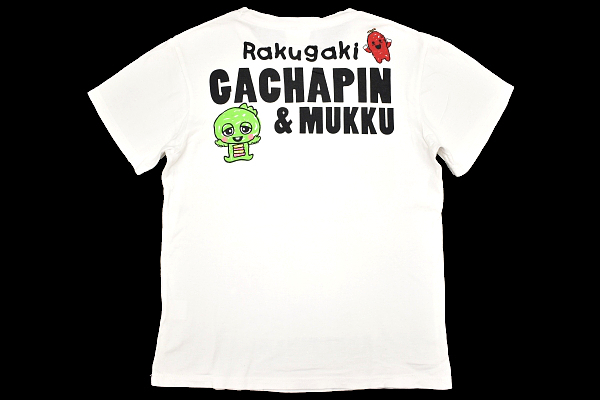 Y-2284★送料無料★美品★Rakugaki GACHAPIN&MUKKU らくがき ガチャピン＆ムック★ホワイト白色 ビッグプリント 半袖 T-シャツ Ｓ_画像8