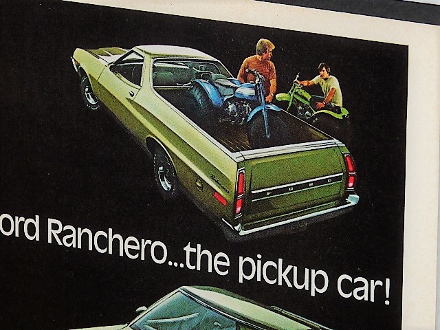 1971年 USA 70s vintage 洋書雑誌広告 額装品 Ford Ranchero フォード ランチェロ ピックアップ トラック/ 検索用 店舗 看板 装飾 (A4size)_画像2