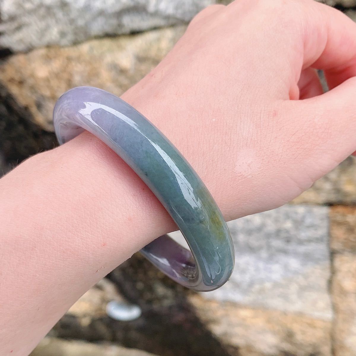 レア 5色 内径54mm 翡翠バングル 本翡翠 ヒスイ 鑑別書有り 天然 高級