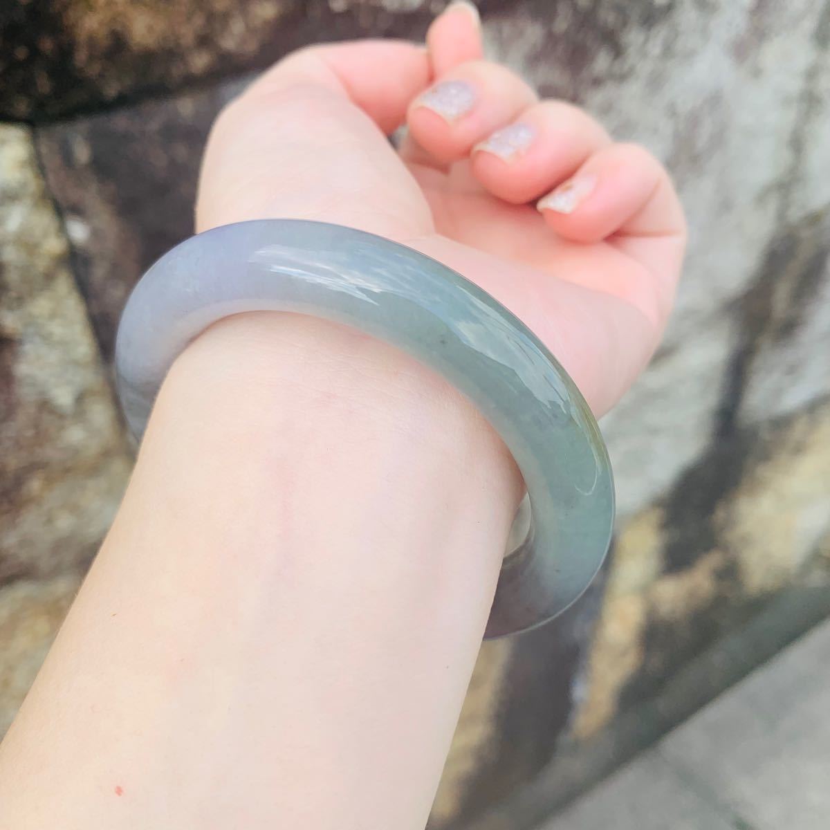 レア 5色 内径54mm 翡翠バングル 本翡翠 ヒスイ 鑑別書有り 天然 高級