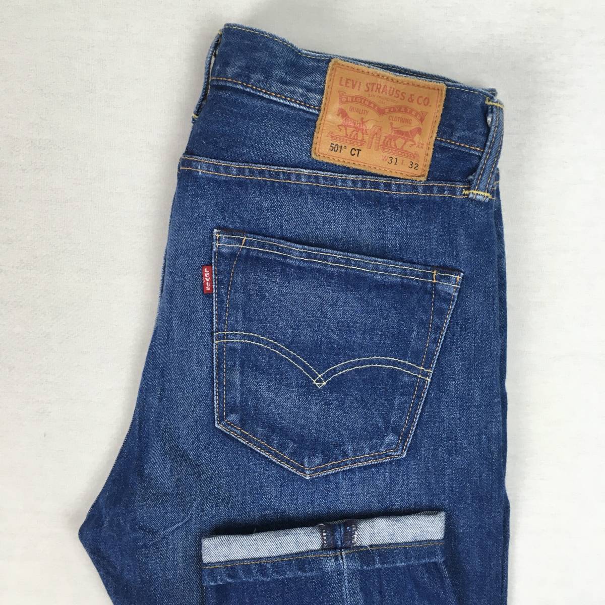 Levi's リーバイス 501CT 18173-0004 テーパード デニム パンツ ジーンズ W31 L32 ボタンフライ 革パッチ 12oz　ユーズド加工_画像1