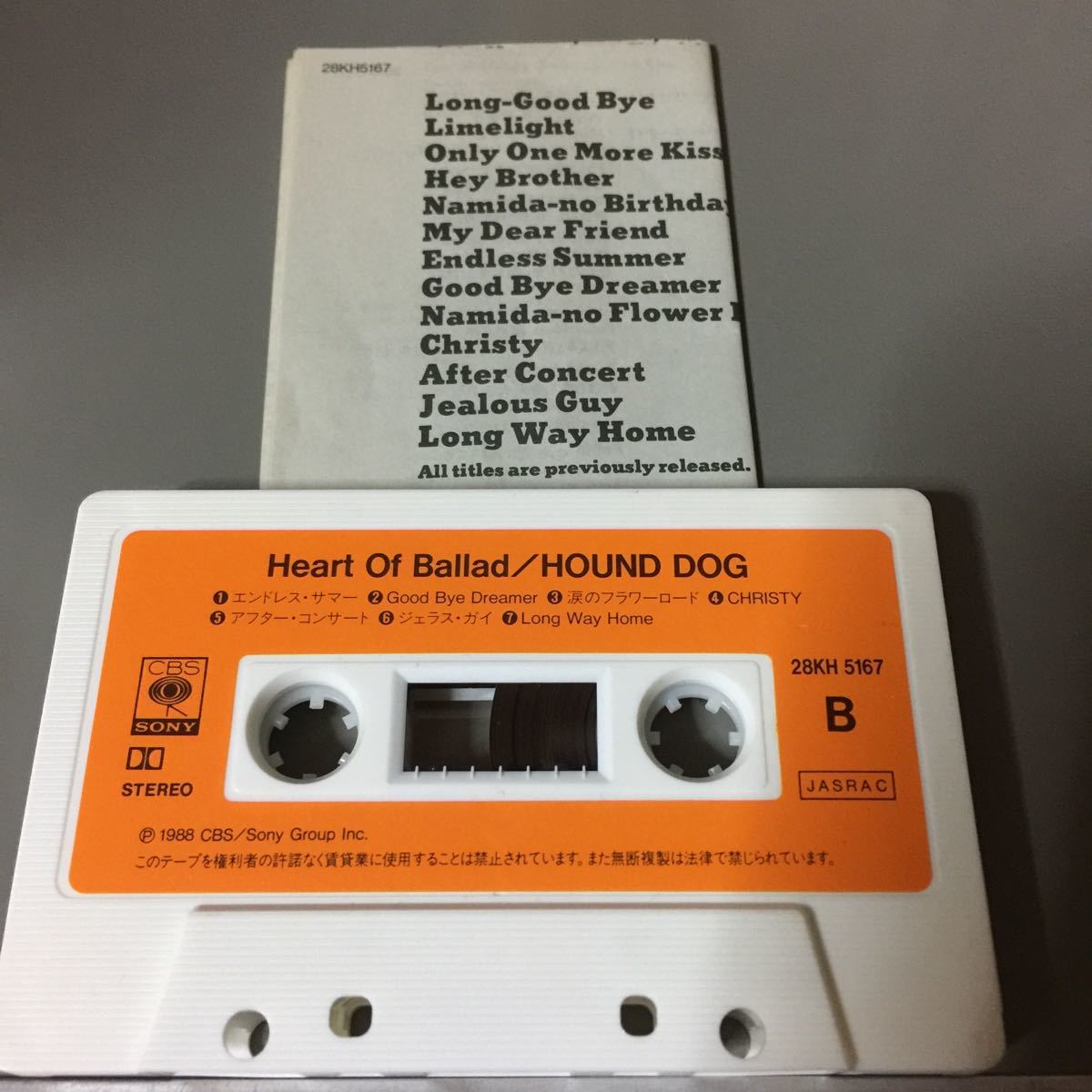 ハウンド・ドッグ Heart of Ballad 国内盤カセットテープ_画像4