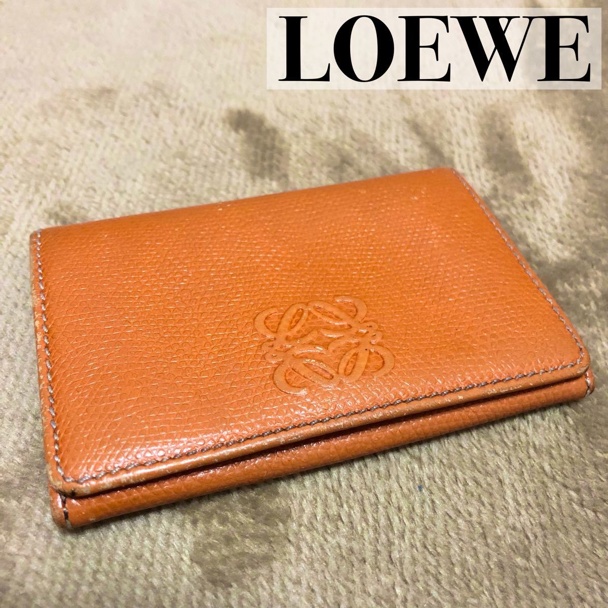 LOEWE ロエベ カード入れ　名刺入れ　二つ折り財布 オレンジ