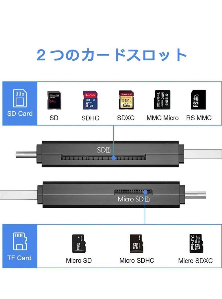 SDカードリーダー 4in1【Lightning/Type-c/USB/Micro USB】 メモリカードリーダー