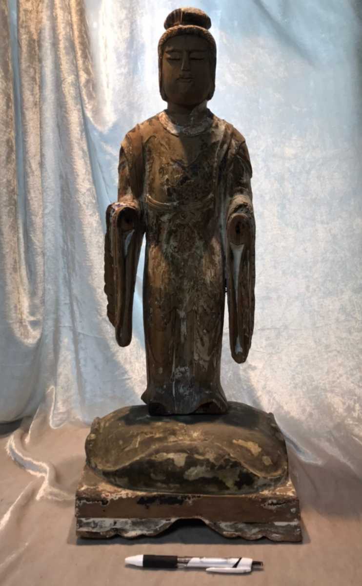 仏像】木彫 彩色観音菩薩像 立像 太子像 ディスプレイ用品 インテリア
