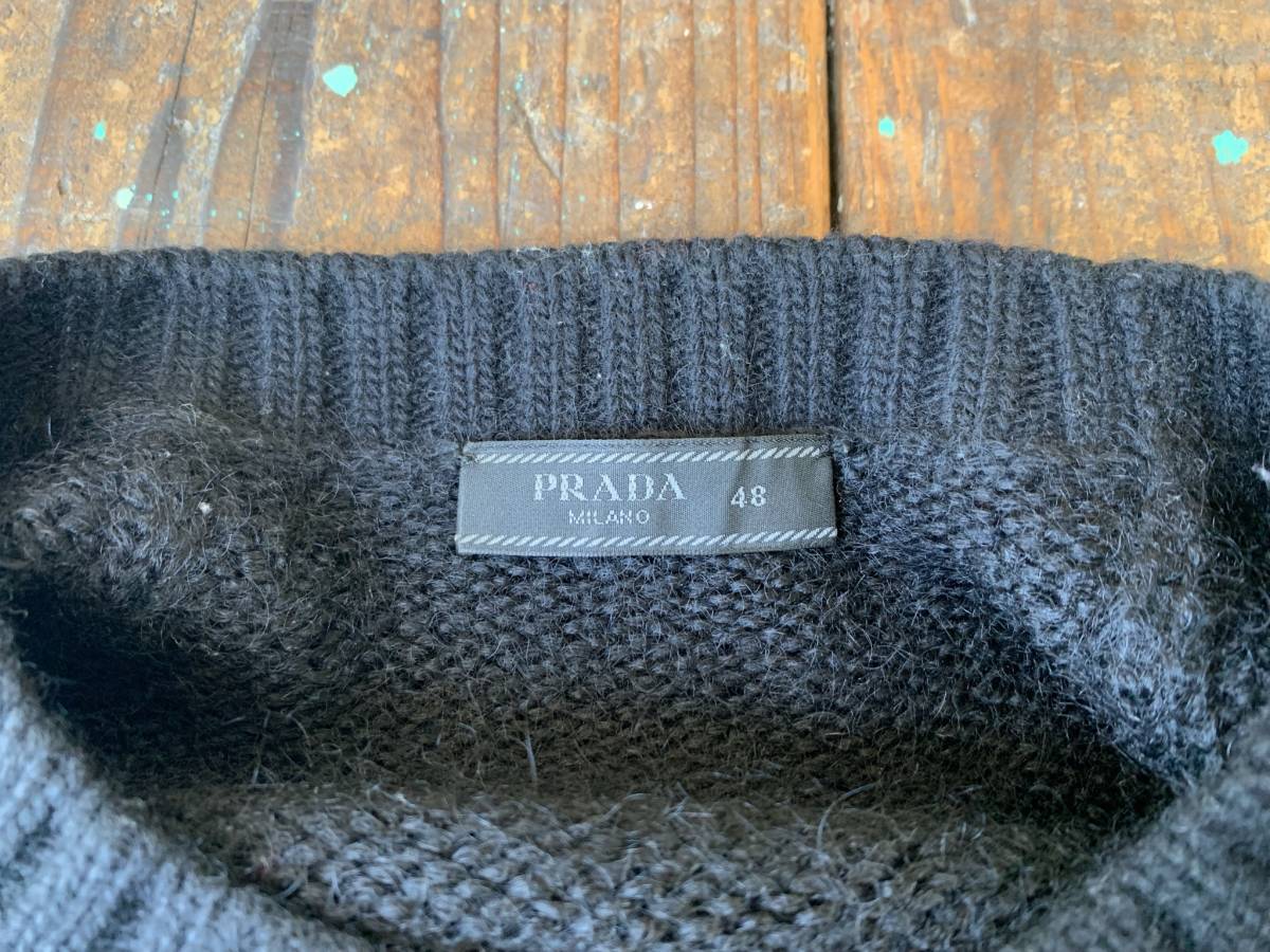 ★PRADA★プラダ★ニット★セーター★ウール★カシミヤ★混★ネイビー★グレー★メンズ★紳士★サイズ★48★_画像7