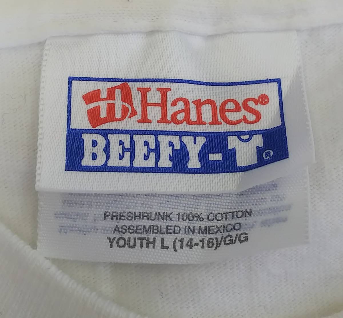 ◆Hanes BEEFY-T*半袖Tシャツ*YLサイズ*メンズ*ホワイト*88TEES*ヘインズ*カットソー*メキシコ製* ＃4420の画像3