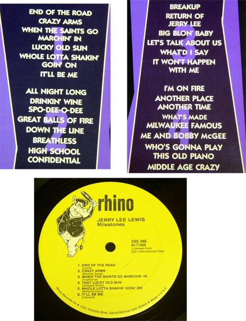 Jerry Lee Lewis - Milestones - 2LP / 50s,ロカビリー,Great Balls Of Fire,I'm On Fire,Whole Lotta Shakin' Goin' On,Breathless, Rhino_画像2