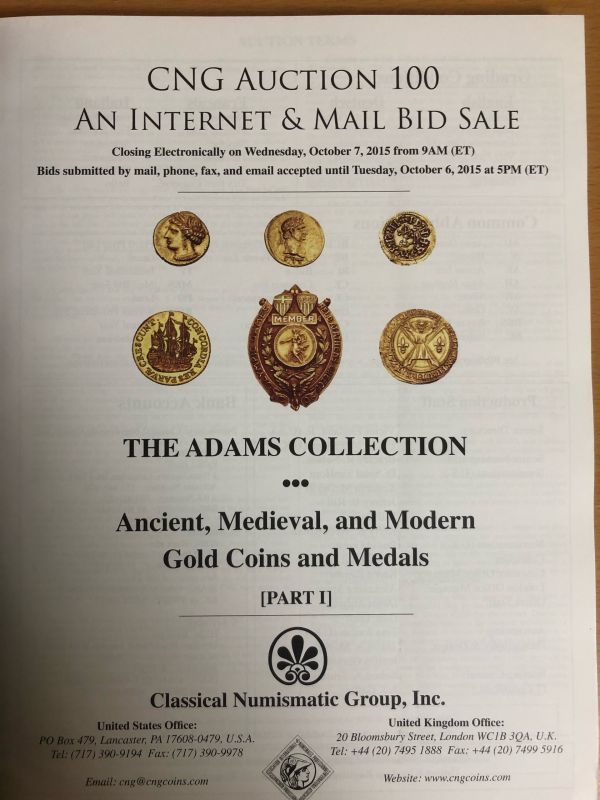 【送料160円】Classical Numismatic Group THE ADAMS COLLECTION CNG Auction 100 オークション/メダル/コイン/貨幣_画像3