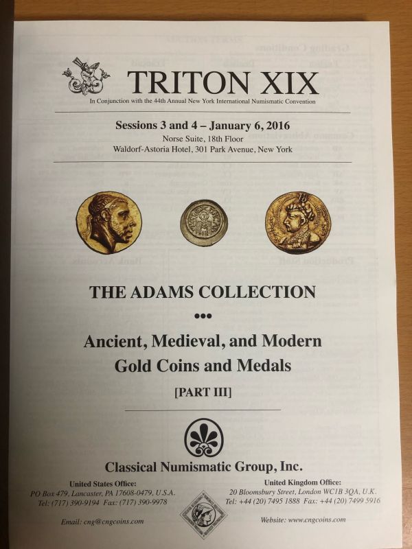 【送料160円】Classical Numismatic Group THE ADAMS COLLECTION PARTⅢ CNG Triton XIX オークション/メダル/コイン/貨幣の画像3