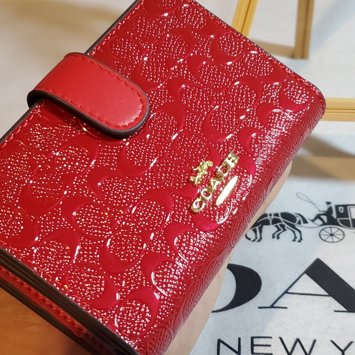 COACH コーチ 折り財布 シグネチャー レッド 赤 二つ折り財布