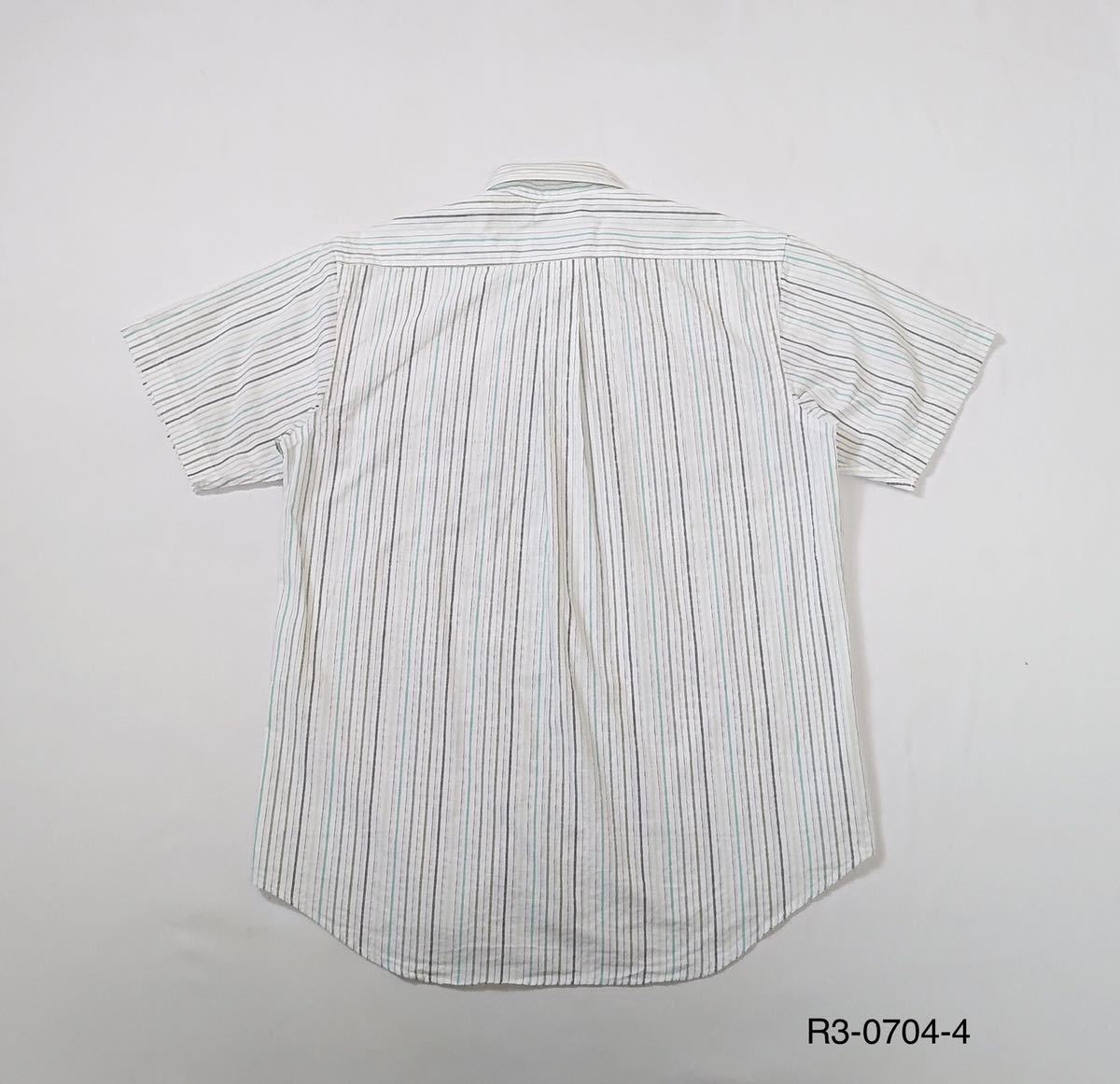 MARIO VALENTINO マリオバレンチノ // 半袖 ストライプ柄 ロゴマーク刺繍 シャツ (白) サイズ M_画像2