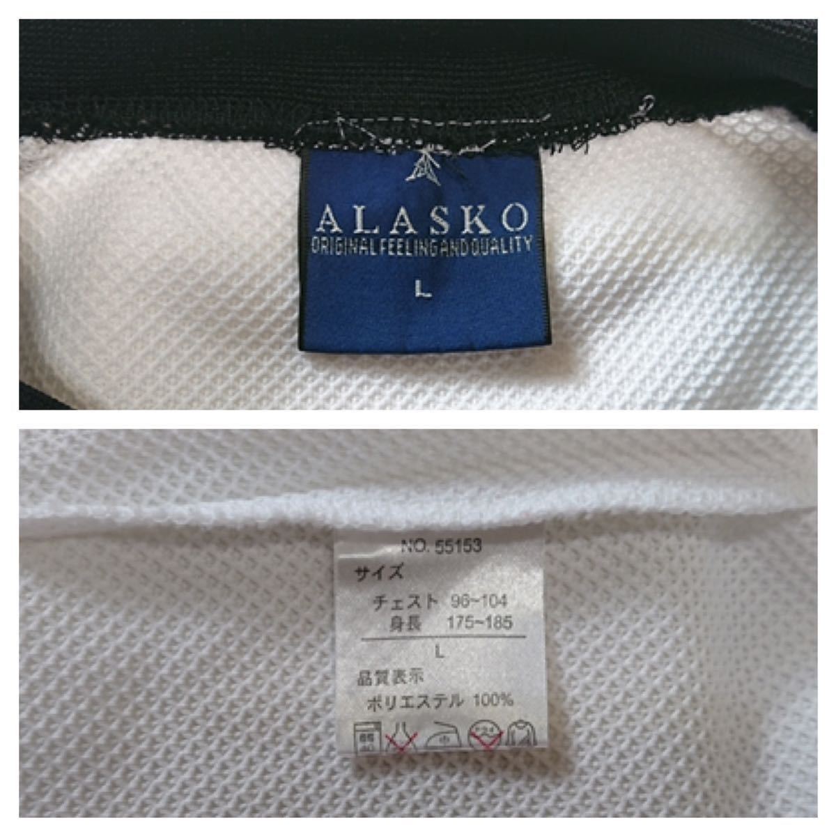 ALASKO // 半袖 ロゴ刺繍 ドライ メッシュ 切替 Tシャツ (白×黒) サイズ L_画像6